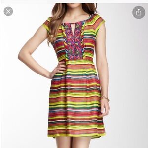 Nanette lepore striped bright beaded dress sz 8